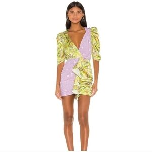 For Love&Lemons Dubois mixed print ruched mini dress freedom floral  XS NWOT